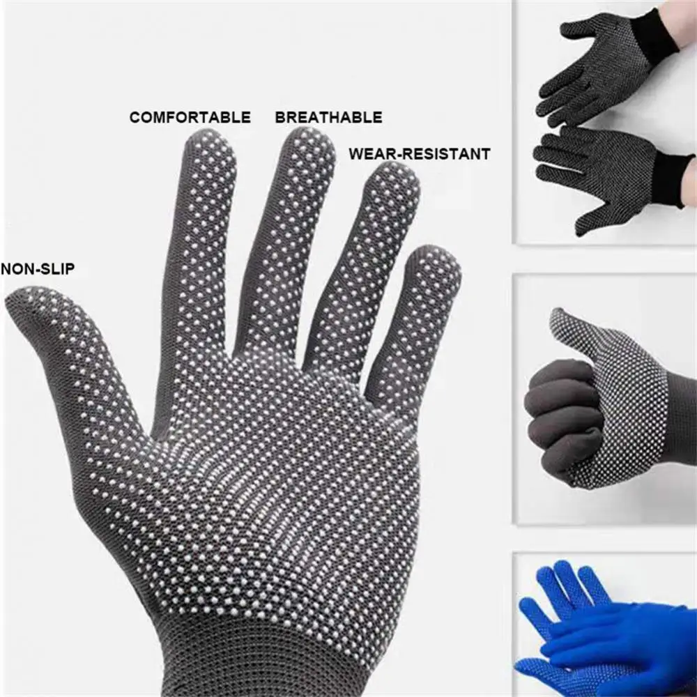 

12PCS Protective Gloves Comfort Breathable Dipping Working Gloves Wearable Anti-slip Nylon Average Code Labor Protection Gloves
