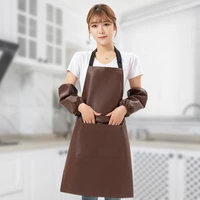 new proof oil household kitchen cooking aprons pu leather apron for women restaurant waterproof apron oversleeve work clothes
