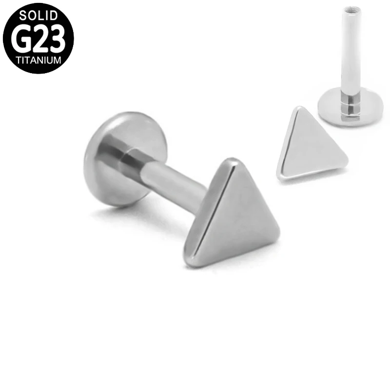 

G23Titanium Labret Ring Lip Piercing Flat Triangle Top Anodized Internally Threaded Tragus Cartilage Earring Sexy Body Jewelry