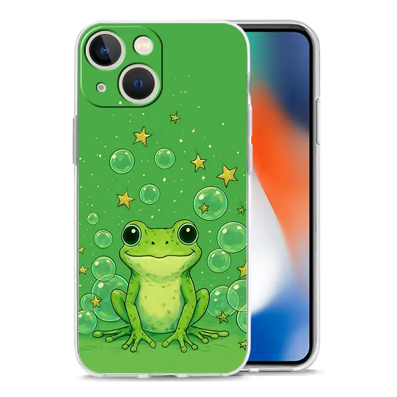 Фото Мягкий прозрачный чехол из ТПУ для iPhone 17, 16, 15, 14, 13, 12, 11 Pro Max, 17 Air, 7, 8 Plus с реалистичным принтом лягушки №2