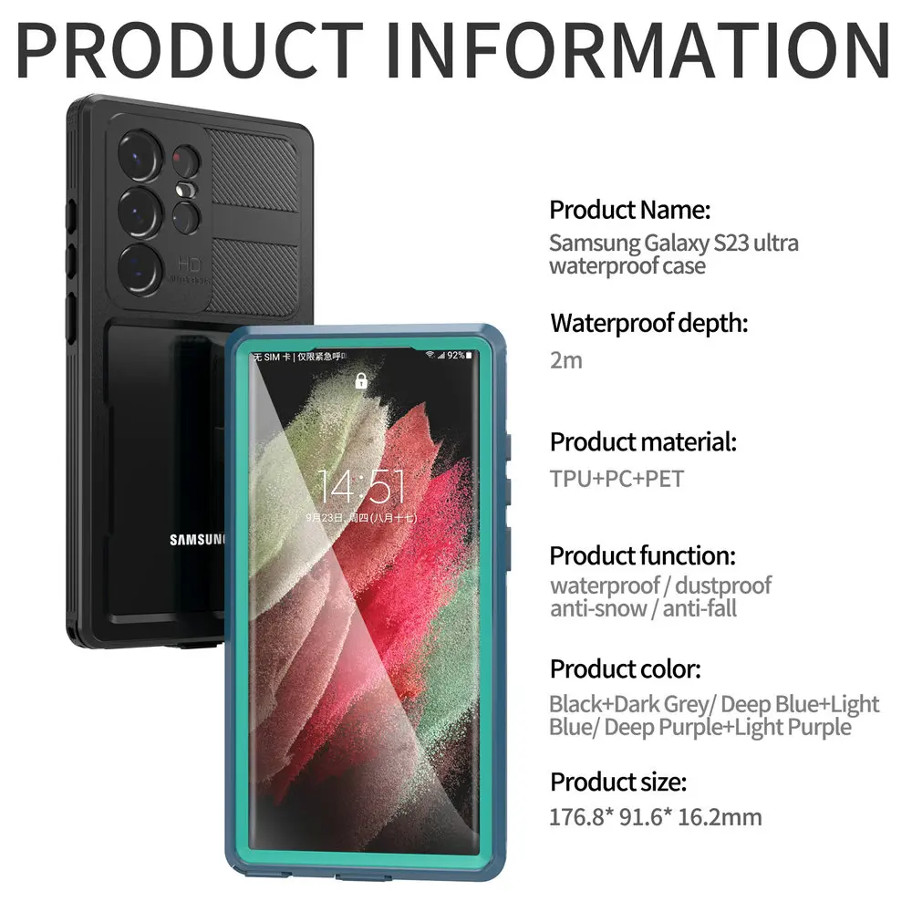 IP68 Waterproof Case for Samsung S23 S 22 360 Protect Coque Galaxy S21 Ultra Note 20 Etui S20 FE 21 23 Plus S22 Water Proof Capa