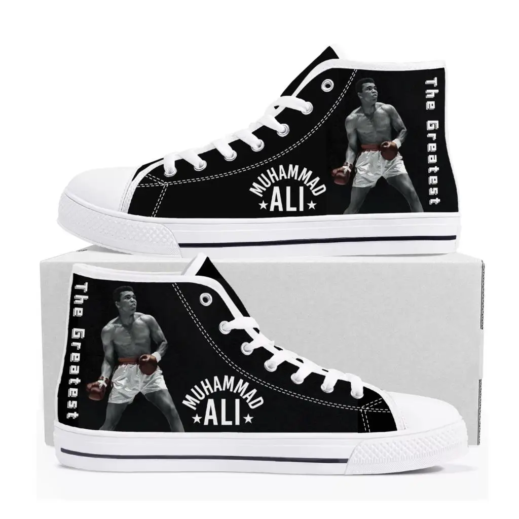 

Muhammad Ali Legendary Boxer Boxing Champ High Top Sneakers Mens Womens Teenager Canvas Sneaker Casual Custom Made Shoes