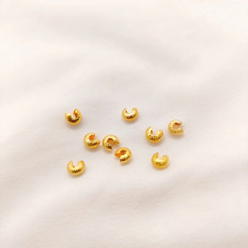 

4MM 18K Gold Plated Frosted Matte Crimp Cover For Non-fading Jewelry Accessories