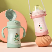 260ml childrens thermos 316 stainless steel straw dual use baby water thermos portable learning drinking cup for children