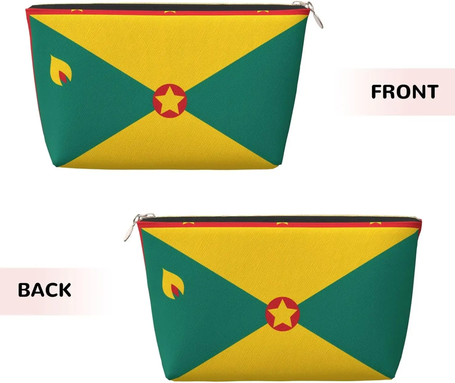 Кожаная дорожная косметичка с флагом Гренады — многоразовый органайзер для