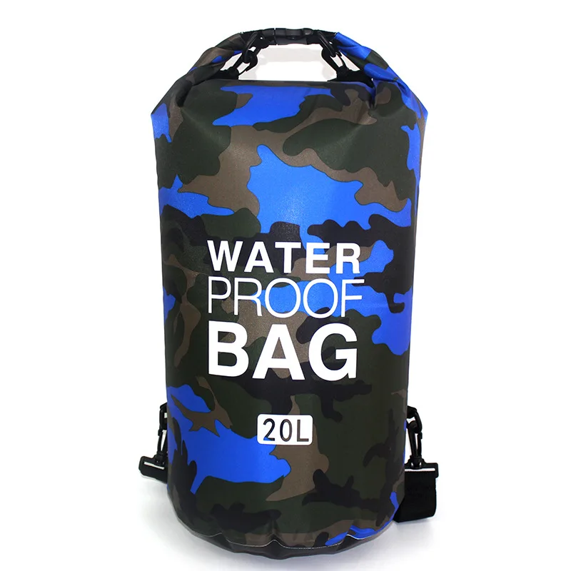 

PVC Waterproof Dry Bag 5L 10L 20L Outdoor Foldable Bucket Bag Swimming Bag Rafting River Ocean Backpack Camouflage