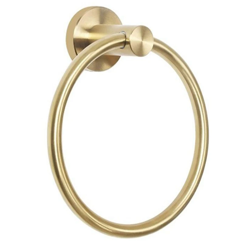 

2X Gold Stainless Steel Towel Holder Bathroom Wall Mounted Round Towel Rings Towel Rack Kitchen Storage Accessories