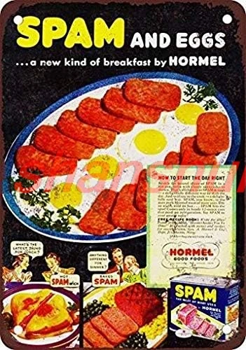 8x12 металлическая жестяная вывеска Hormel Spam и яйца винтажный вид репродукция