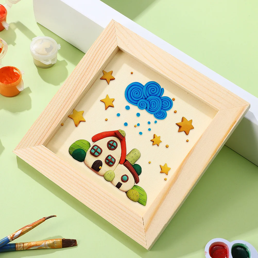 8 Pcs Kids Crafts Frame Clay Picture Photo Blank Wood Frames Painting Wooden Mini Child