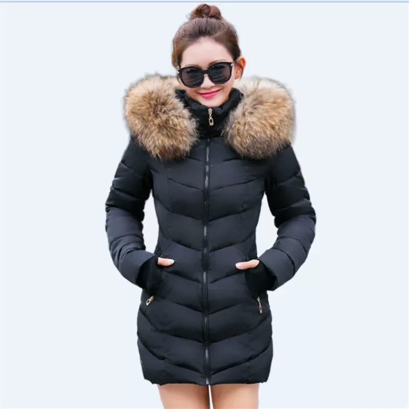 Enlarge Women jacketS 2022 warm fur collar zipper casual coats women parkas thick hooded cotton padded windproof female jacket