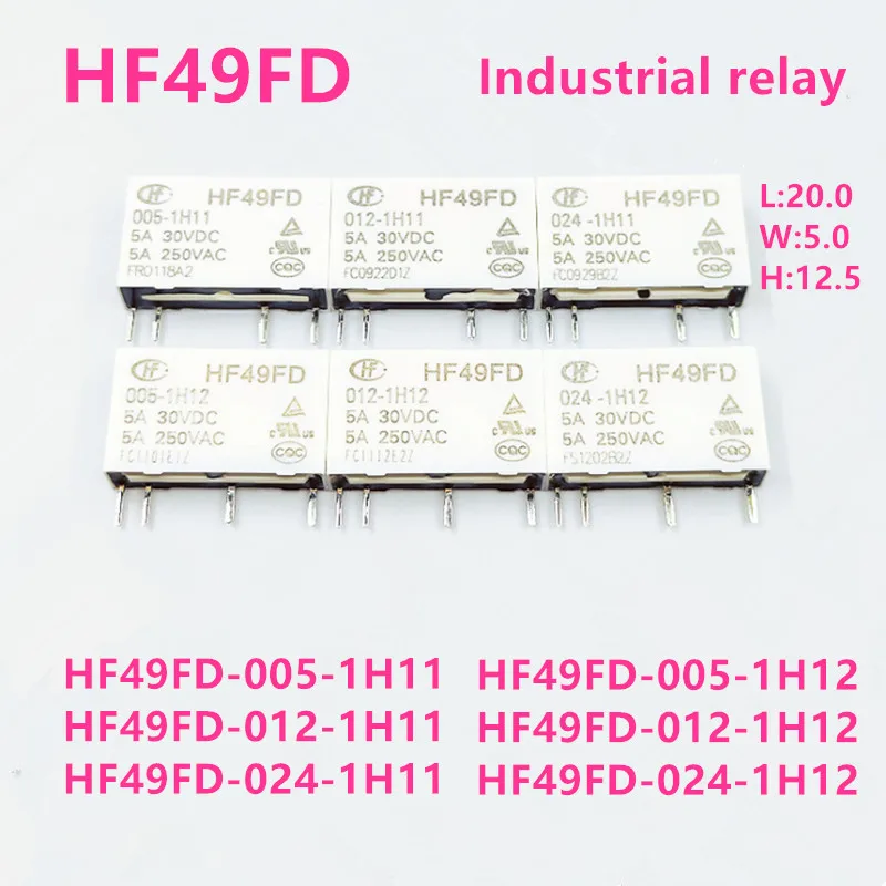 5 шт., новое промышленное реле HF49FD, женственное реле, 1H12 5A, 4 контакта, 5 В, 12 В, 24 В, миниатюрное реле мощности