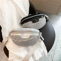 diamond crossbody bags for women fanny waist bag casual zipper shiny chest phone pack lady shoulder bags small wallet bolsas