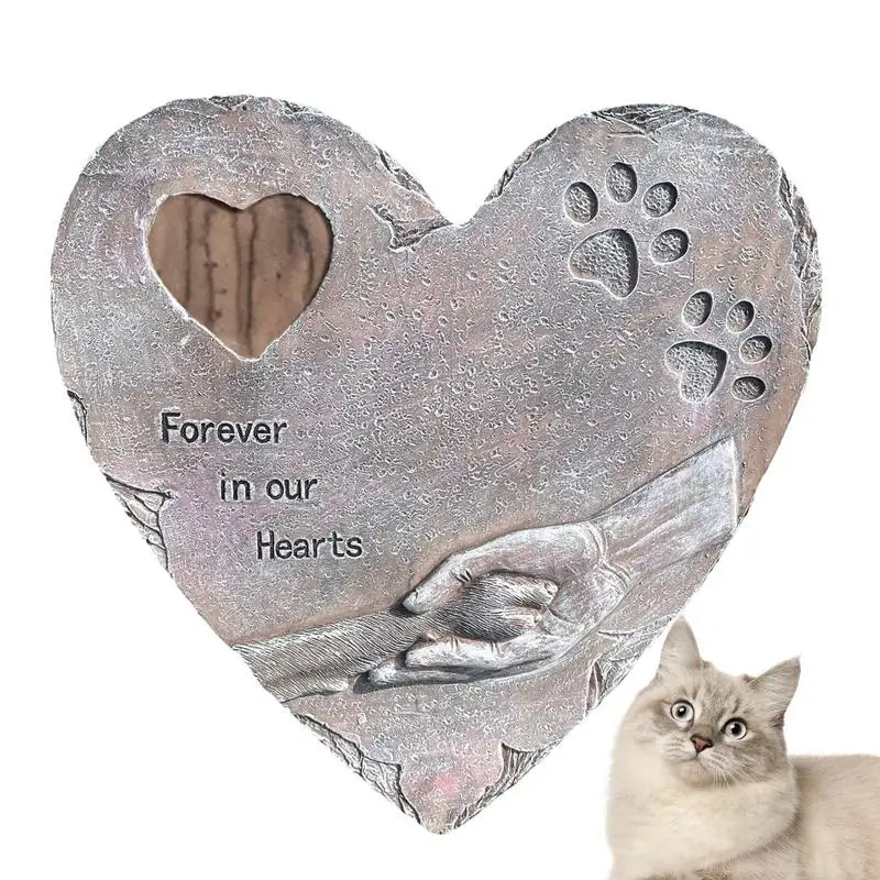 Dog Memorial Garden Stone Pet Grave Stone Dog Grave Stone Marker Heart Shape Pet Memorial Stones With Forever In Our Hearts Text