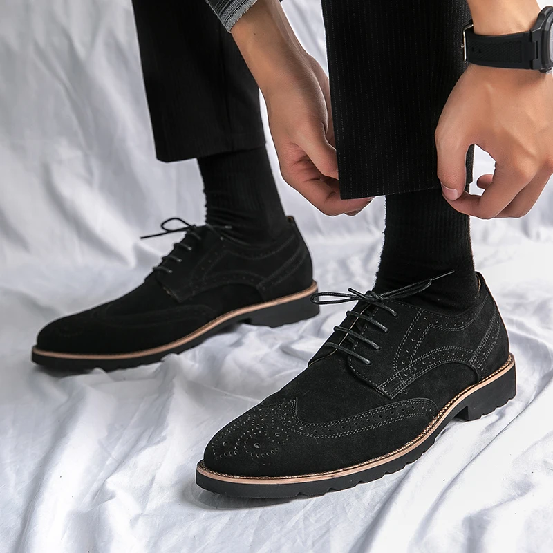 Туфли деловые классические мужские кожаные туфли дерби броги на шнуровке