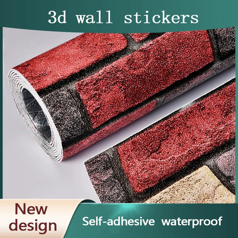 Waterproof Self-adhesive Wall Sticker Moisture-proof 3D Wall Sticker Living Room Bedroom Kitchen TV Background Wall Home Decorat