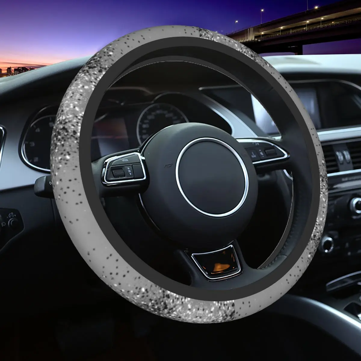 

37-38 Steering Wheel Covers Sparkling Silver Gray Lady Glitter Elastic Car-styling Fashion Steering-Wheel Accessories