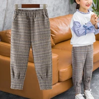 autumn winter girls casual pants plaid harem pants children loose trousers for girls thicken winter pants kids warm trousers