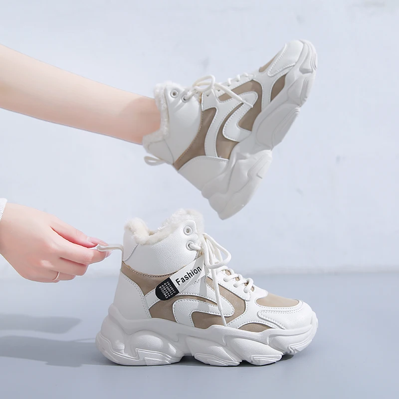 Высокие 2 большие хлопковые туфли женские толстые старые NWJ на флисовой подкладке