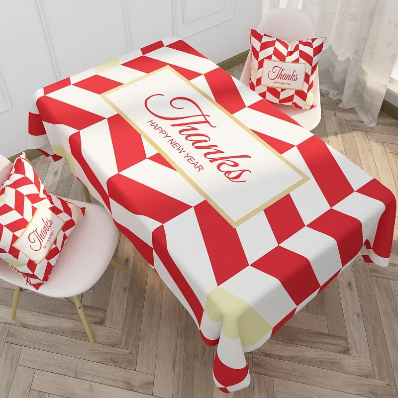 

85X85CM Christmas Decoration Accessories Living Room Kitchen Dining Table Linen Tablecloth Rectangular Waterproof Coffee Table