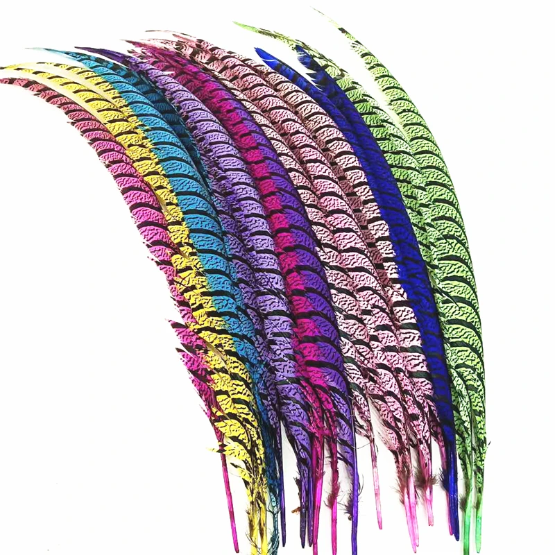 

50Pcs/Lot Natural Dyed Zebra Lady Amherst Pheasant Tail Feathers 32-40'' 80-100CM Carnival Long Phesant Feather for Clothes DIY