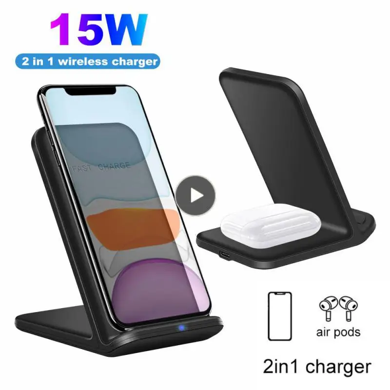 

2 In1 Charger Wireless Dual Coil Fast Charger Induction Fast Charging Dock Station Phone Holder