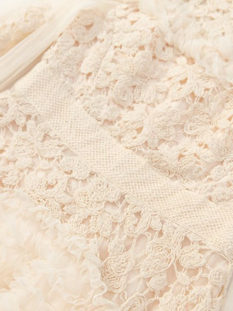 QMQA модные женские дизайнерские платья с открытыми оборками элегантное сетчатое