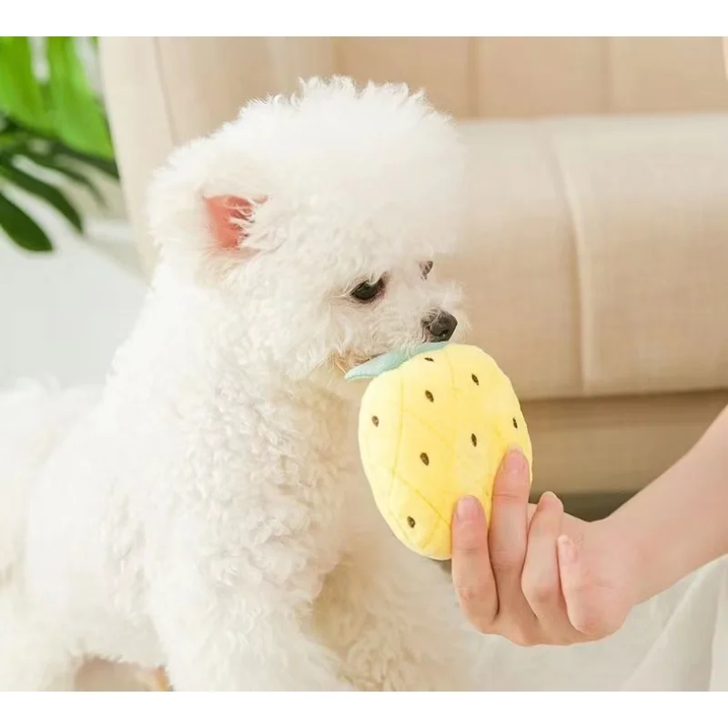 

1pc Sounding Puppy Dog Chew Toy Fruit Vegetable watermelon carrot strawberry Toy for Cat Pets Plush pineapple toys