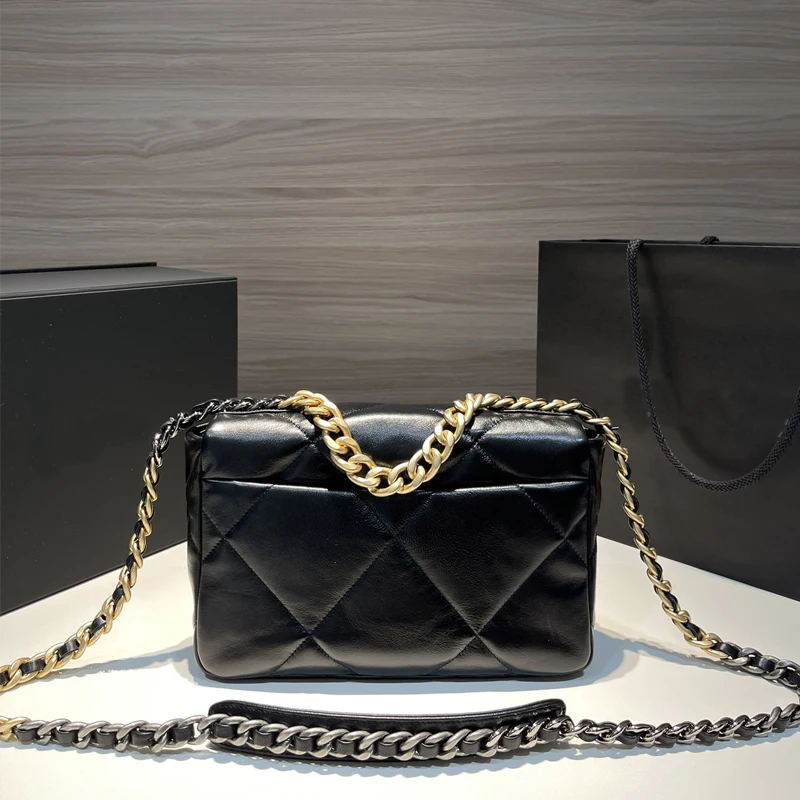 

19 Bag Luxury Designer Handbags Women Imported Top Quality Lambskin Leather Messenger Bag Soft Leather Handbag Metal Chain Flap