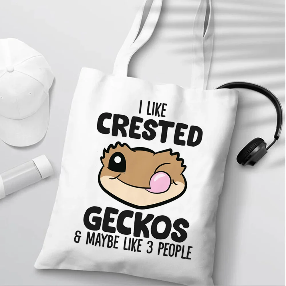 

crested gecko shopping bag reusable handbag recycle bag shopper bolso eco bag sac cabas string sac tissu