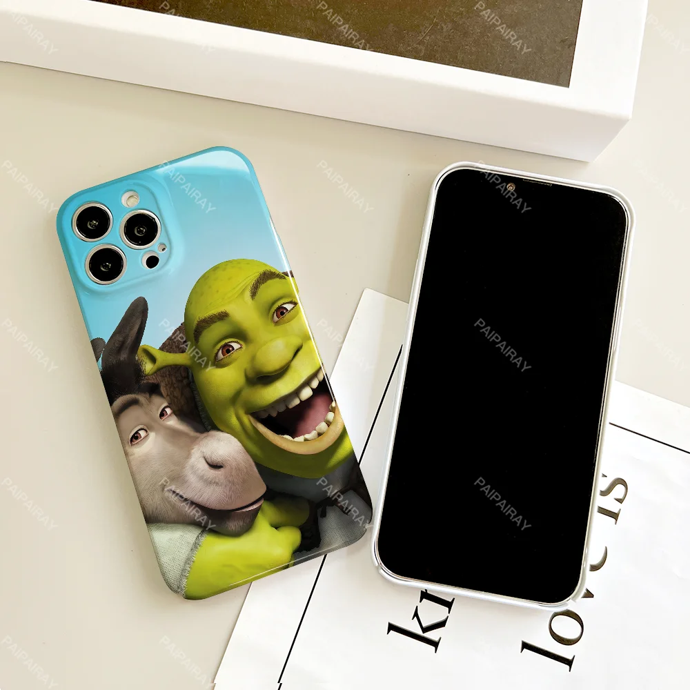 Фото Чехол для телефона с забавным мультяшным искусством мем фильма S-ShrekS для Samsung S 24 25 23 22 Ultra Plus A 04E 5G HD Hard Cover Film Shell №3