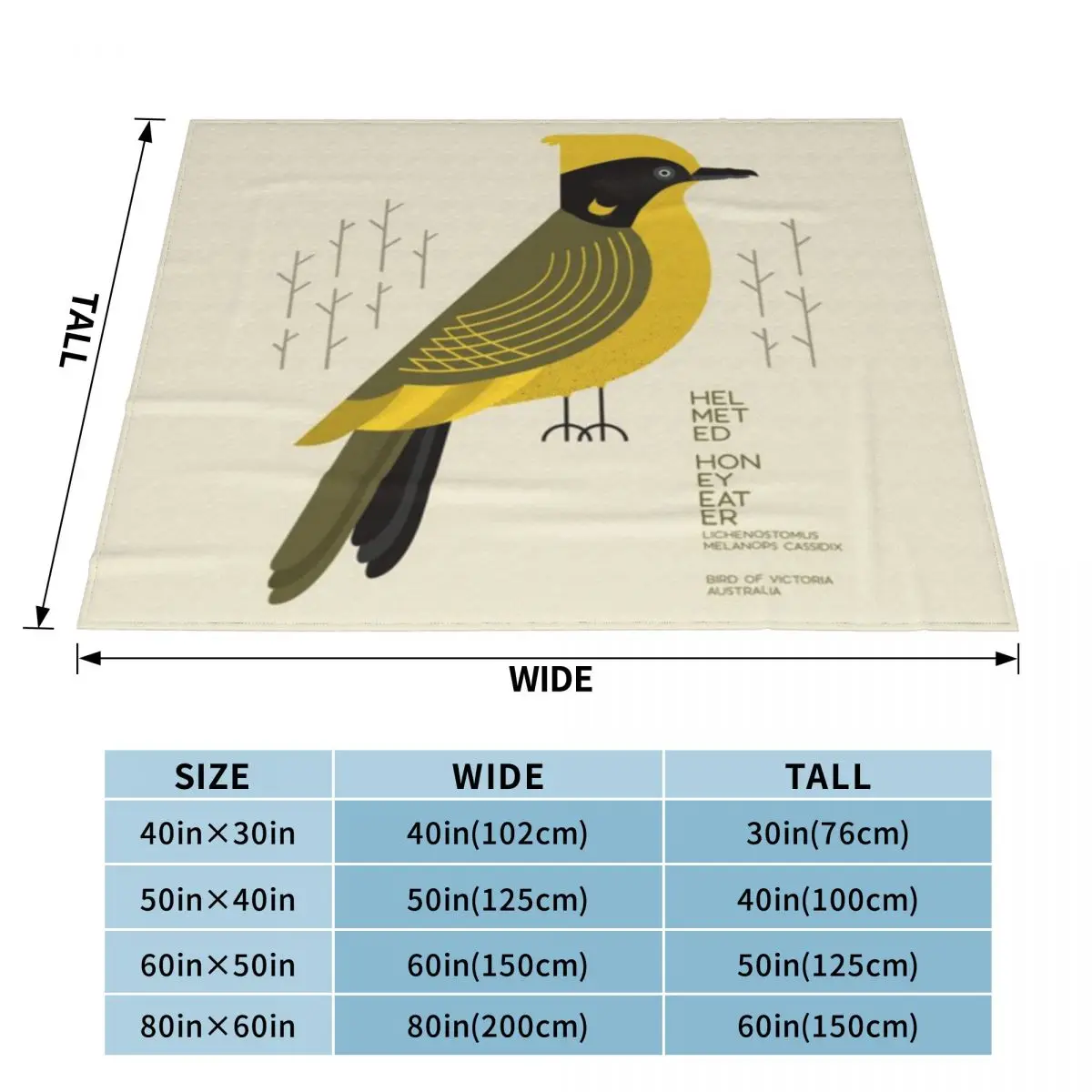 Ультрамягкое Флисовое одеяло Helmeted Honeyeater Bird Of Australia II