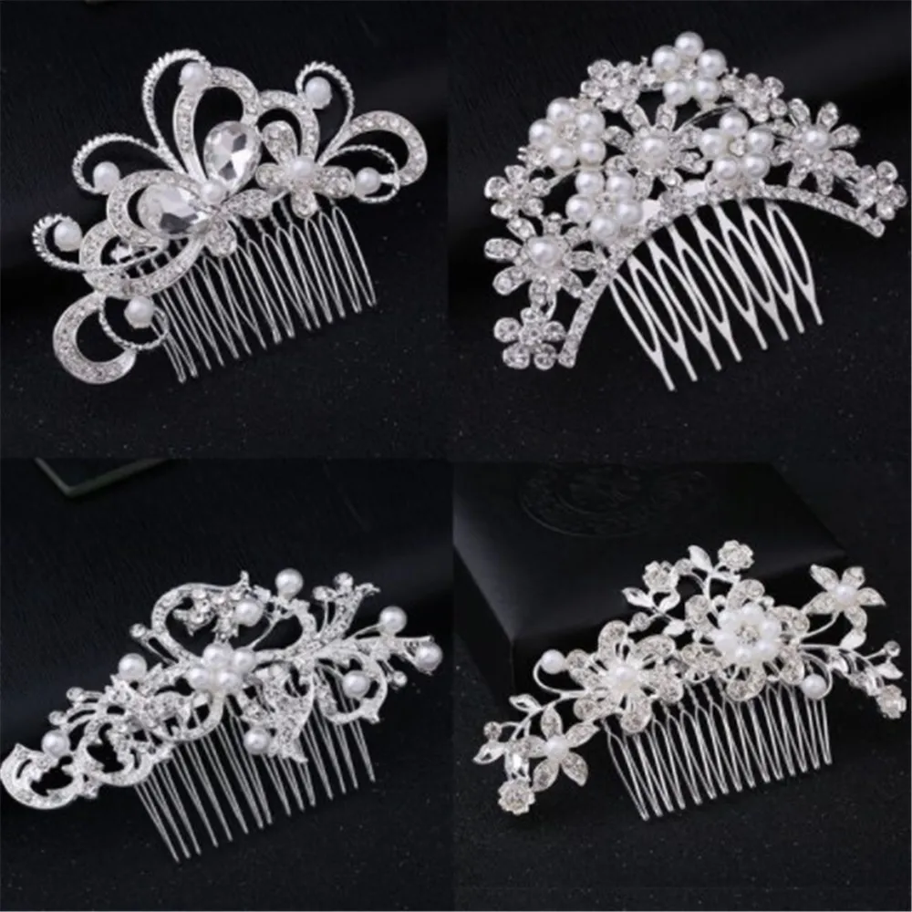 Свадебные аксессуары для волос Цветочная расческа со стразами заколка свадьбы
