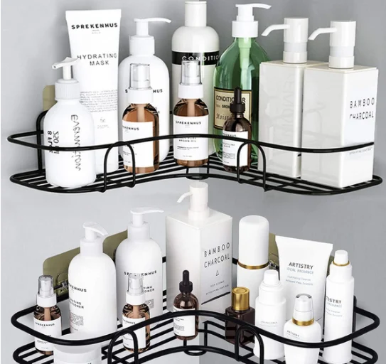 

Adhesive Shower Caddy, Bathroom Shelf Drill Free, Angle Storage Basket Organizer, Wall Mounted Shelves for Bathtub and Kitchen (