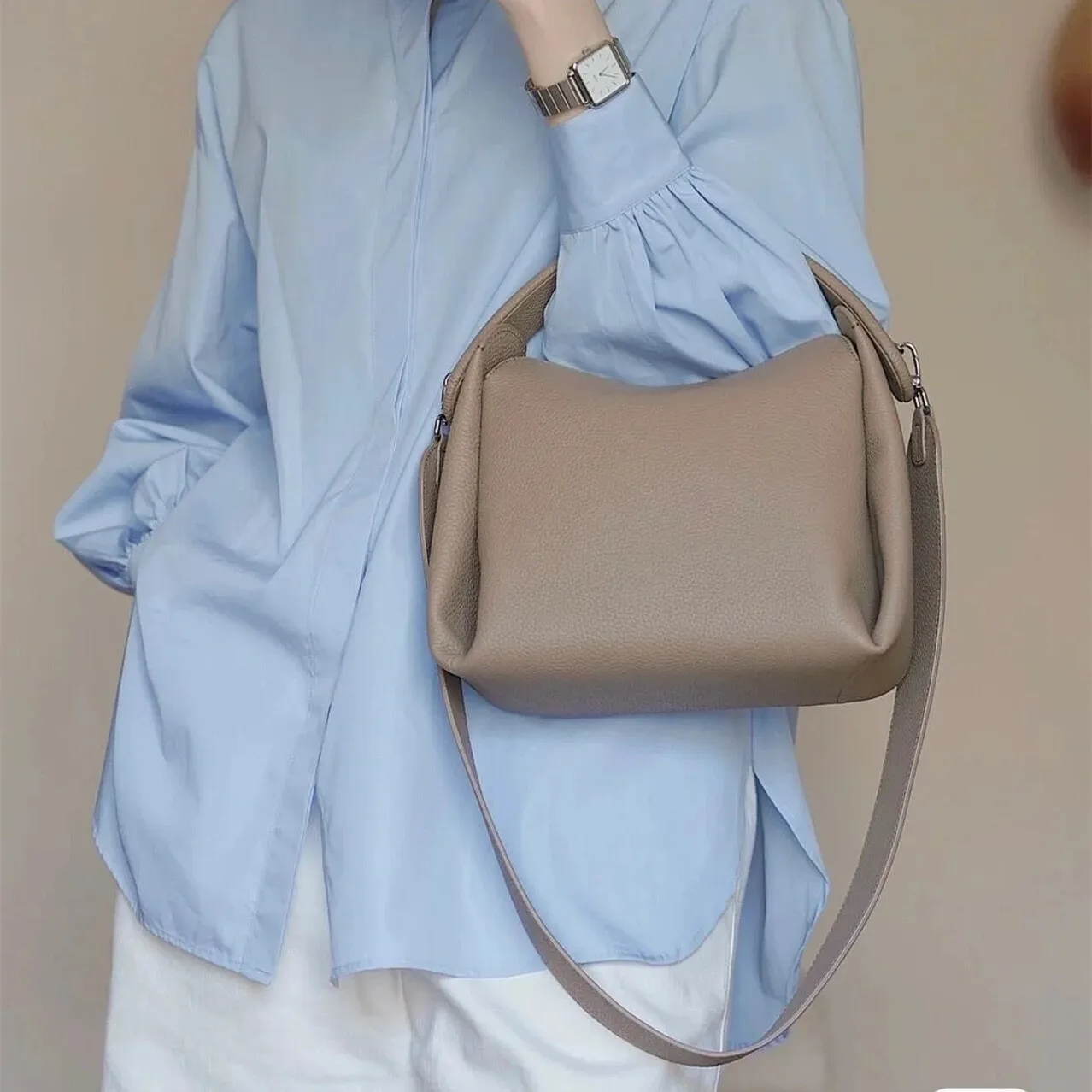 

Сумка-тоут женская из натуральной кожи, саквояж на плечо, роскошная дизайнерская сумочка-мешок