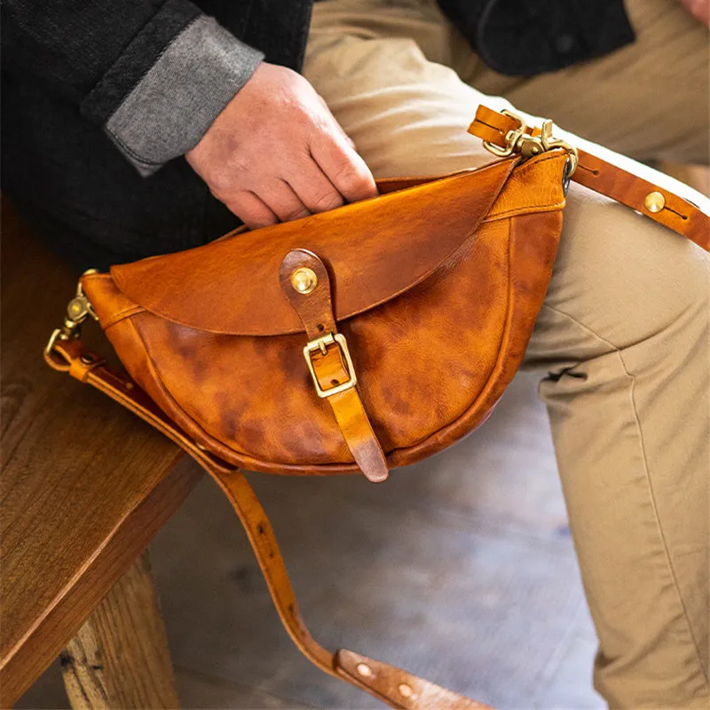 Retro Fashion High Quality Top cowhide Men's Chest Bag Simple Casual Outdoor Organizer genuine Leather Work Party Messenger Bag