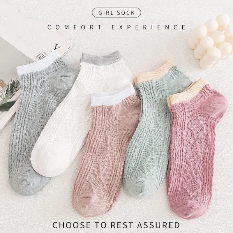 10Pairs Women Socks Spring Summer Cute Japanese Boat Socks Shallow Mouth Low Cut Cotton Ins Tide Thin Ankle Sock