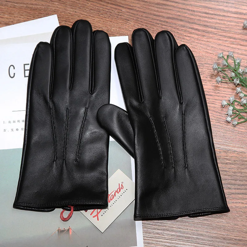2023High Quality Men's Sheepskin Driving Gloves Touch Screen Fashion Versatile Leather Motorcycle Gloves
