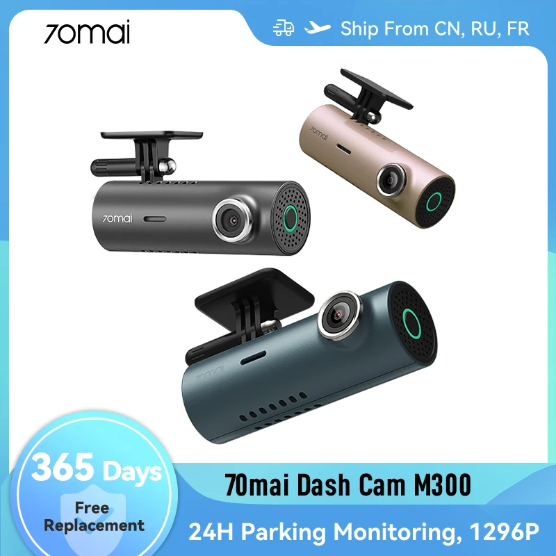 

70mai Dash Cam M300 HD 1296P Night Vision Dash Cam Car DVR Recorder Loop Recording 24H Parking Monitoring WIFI & App Control