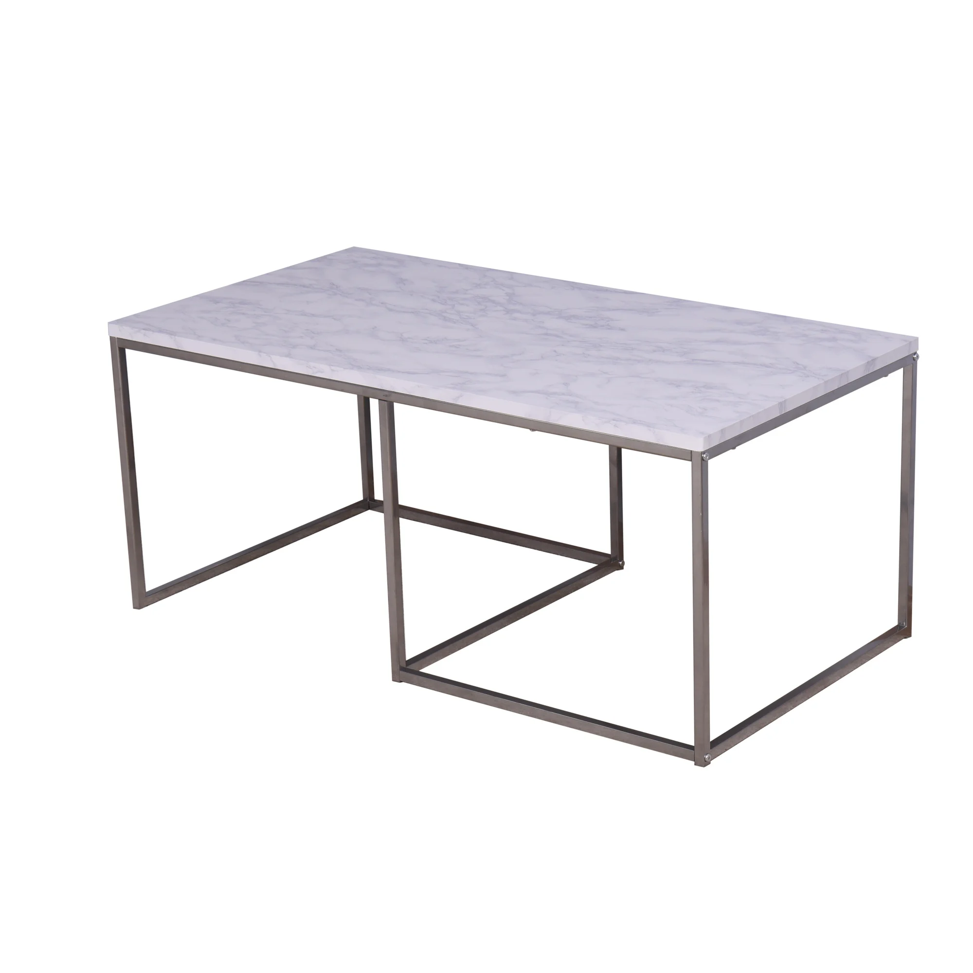 

Living Room White Nesting Table, Coffee Table with MDF Top,Metal Legs 40.55 x 21.65 x 17.7 inch