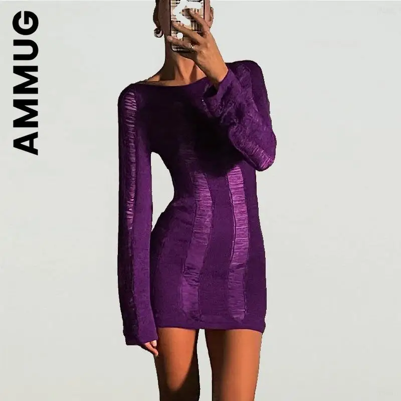 Модное мини-платье Ammug сексуальное женское платье с длинным рукавом дешевый