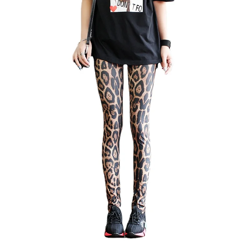 

New Pants Leopard Print Color Pattern Personalized Versatile Fashion Women's Sense Leggings Capris Women's Leggings