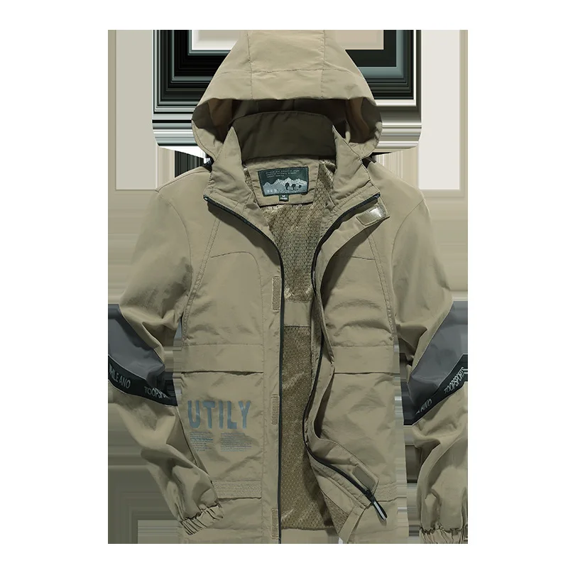 

2022 Spring and Autumn Male Youth Outdoor Leisure Multi Bag Jacket Sports Fast Drying Waterproof Loose Jacket (male)
