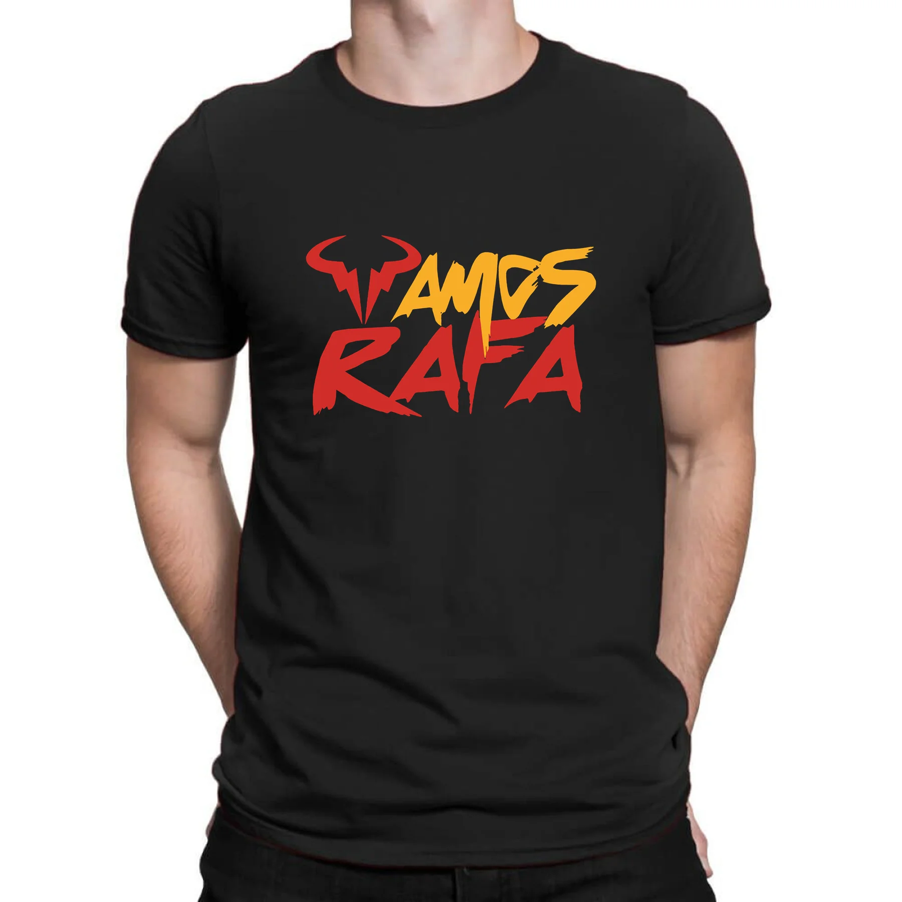 

2023 Hot Sale Summer 100% Cotton Vamos Rafa T Shirt Men Short Sleeves Cool Tee Hip Hop Streetwear T-shirt