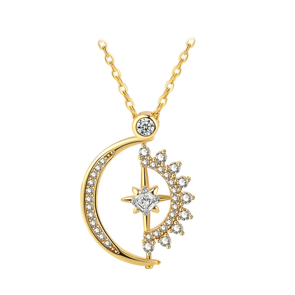 

Stamp Inlaid Zircon Star Necklaces for Women Sweet and Cute Pendant Choker Fashion Creative Silver Color Jewelry Gift