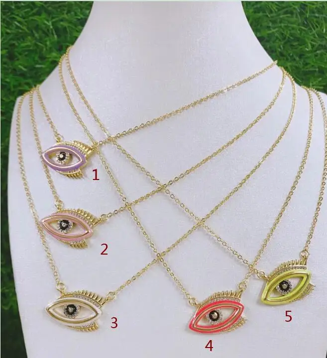 Ожерелье с реалистичными подвесками от сглаза, ожерелье с золотым и серебряным кубическим цирконием, покрытое кубическим цирконием, ювелирное ожерелье fg4s, 1 шт.