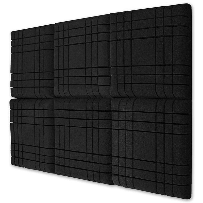 

Hot 3C-6 Pcs Grid Acoustic Foam Panel Sound Insulation Pads,Studio Foam Wedge Tiles For Acoustic Treatment And Wall Decoration