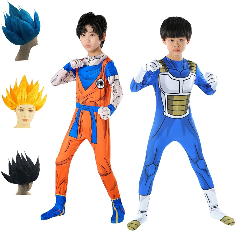 Dragon Ball Z Baby Kids Cosplay Suit Son Goku Majin Vegeta Cos Costume Anime DBZ Jumpsuit Halloween Clothes