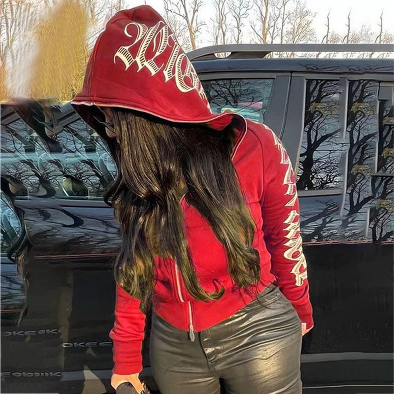 Женские куртки 2022 модные готические толстовки гранж-панк свободные в стиле