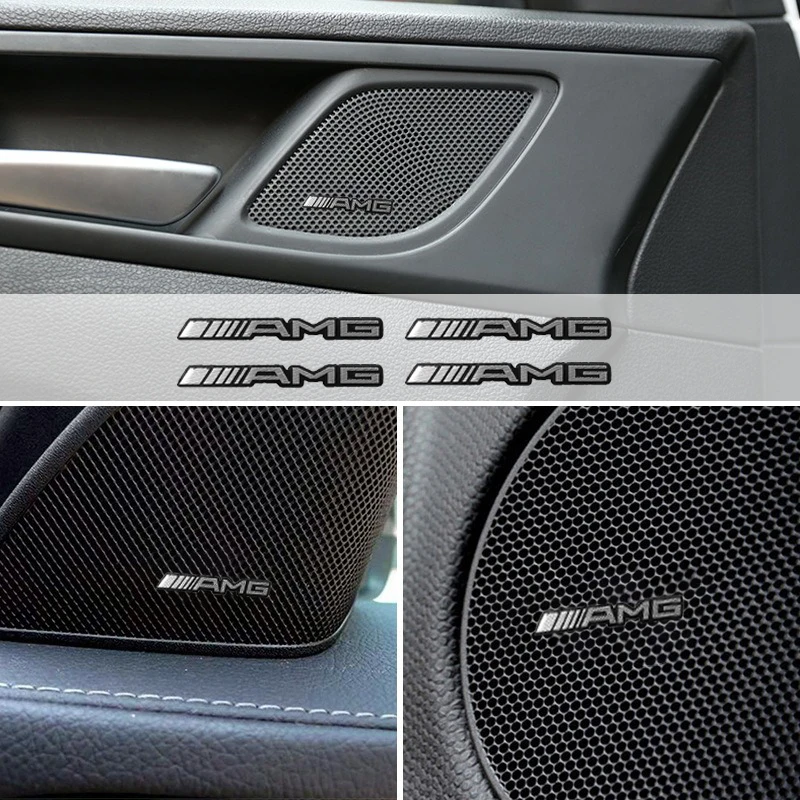 Фото Наклейки-эмблемы для динамиков (4 шт.) из алюминия для Mercedes-Benz AMG C, E, S, GLE, CLC классов W204, W203, W205, W124, W221, W213, W212 №2