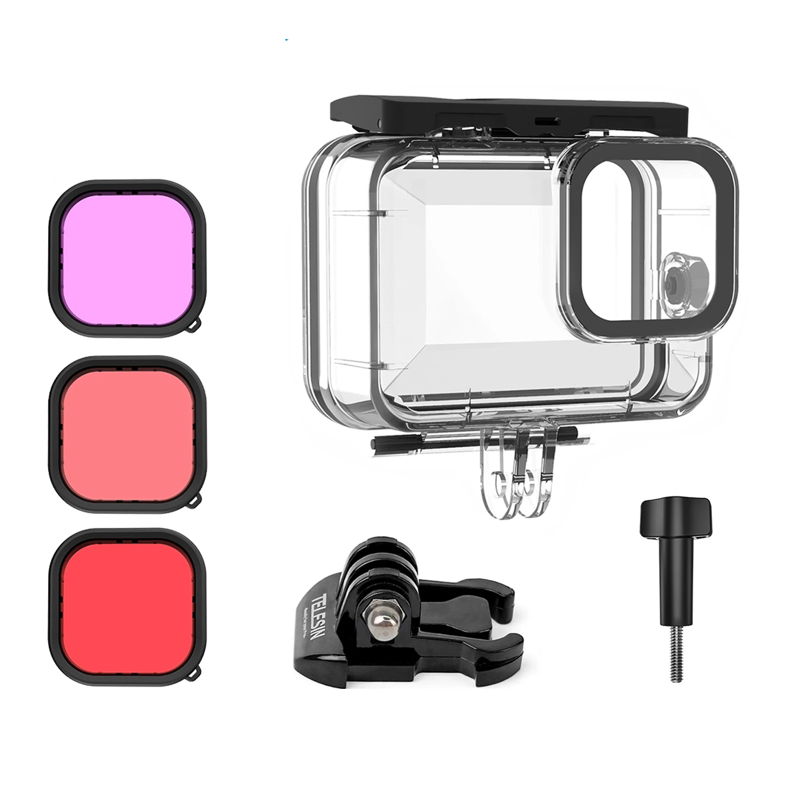 

TELESIN 60M Waterproof Case For GoPro Hero 11 10 9 Underwater Diving Housing Cover With Dive Filter Action Camera Accessories